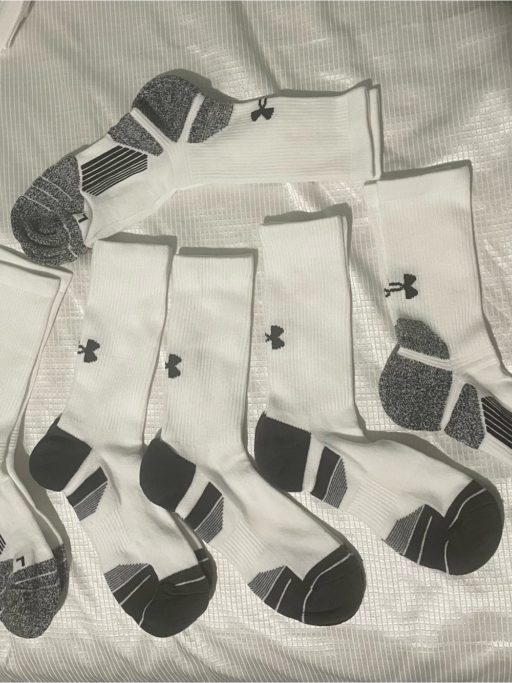 Under Armour White Crew Athletic Socks with Gray Accents